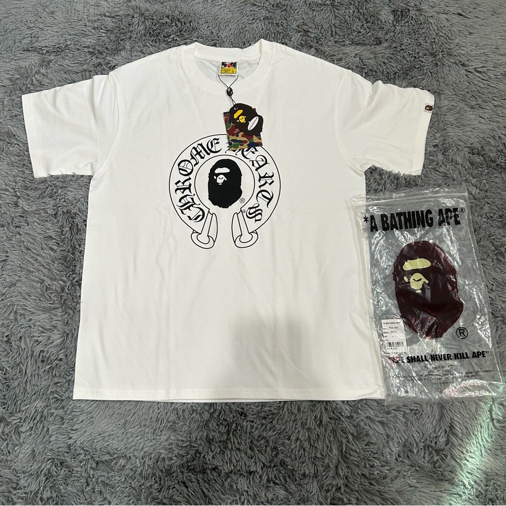 Bape Chrome hearts white tee